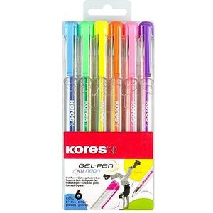 Kores - K11 kleurrijke neon gelpennen, 0,8 mm medium punt met gelinkt voor soepel schrijven, ergonomische driehoekige vorm, school- en kantoorbenodigdheden, kleuren