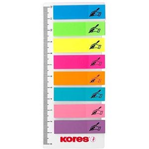 Kores - Registratie plakindexstrips op liniaal, zelfklevende zijmarkeringen ""Sign Here"" en documentmarkering, school- en kantoorbenodigdheden, 12 x 45 mm, set van 8 gesorteerde kleuren van elk 25 vellen
