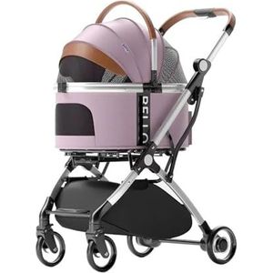 Dierenkar Afneembare hondenwagen van aluminiumlegering Corgi Teddy Cat Cart Hondenwagens Kleine honden (Color : Pink)