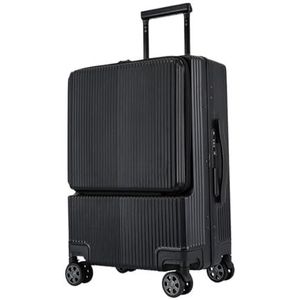 Koffer Trolleybagage met aluminium frame, zakenreiskoffer op wielen, koffer met laptoptas (Color : Aluminium frame, Size : 22inch)