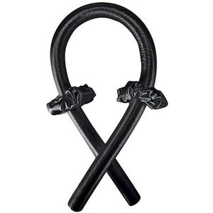 Haarrollers Zachte haarkrulspelden lui hitteloze krulstaaf hoofdband haarstylinggereedschap geen warmte zijde krullint modellering haaraccessoires haarkrulspelden (kleur: zwart geen clip)