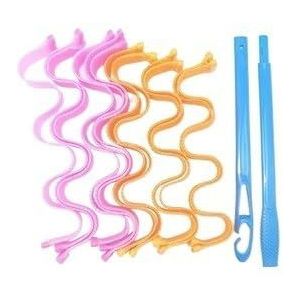 Haarrollers 10/12 stuks haarkrulspelden geen warmte haar golf vormers spiraal golvende krullen krulstaaf vrouwen kapsel roller haar styling tools haarkrulspelden (kleur: 30 cm watergolf)