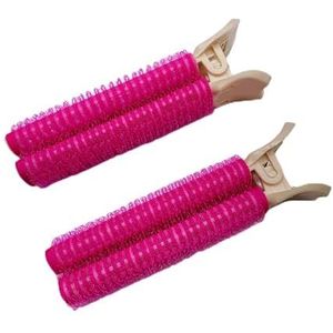 Haarrollers 2 stuks pony haarwortel pluizige haarclips luie haarclips haar top styling krultang draagbare haarclips haarrollers haarkrulspelden (kleur: rozenrood)