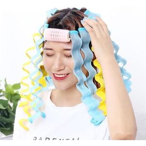 Haarrollers 12 stuks hitteloze haarkrulspelden geen warmte haarrollen zachte krullen krulstaaf roller sticks permanent staven golf vormers haarstylingtools haarkrulspelden (kleur: 25 cm blauw en geel)