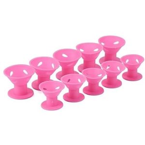 Haarrollers 10 stks/set haarverzorgingsrollers zachte siliconen haarkrultang geen warmte geen clip haar krultang styling doe-het-zelf gereedschap voor krultang haar krulspelden (kleur: roze)