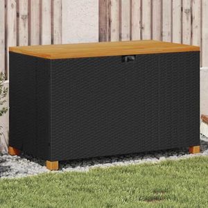 COSTWAY Tuinbank met opbergruimte, polyrotan zitbank met kussens en zijgrepen, opbergbox, tuinkist, tuinbox, 2-zits balkonbank voor tuin, balkon, terras