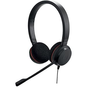 Jabra Evolve 20 Stereo Headset – Microsoft-gecertificeerde Koptelefoon met Kabel voor VoIP-softphones met Passive Noise Cancellation – USB-kabel met Controller – Zwart