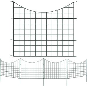 Schapenhek Vijverhekwerk Metalen Hek NIEUW 11tlg Hekwerk Metaal Tuinhek Tuinpoort GROEN Vakwerkhekwerk (onderboog)