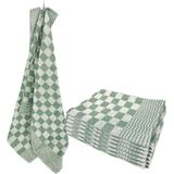 Theedoeken Geblokt - Katoen - 65 x 65 cm - Groen - 6 Stuks