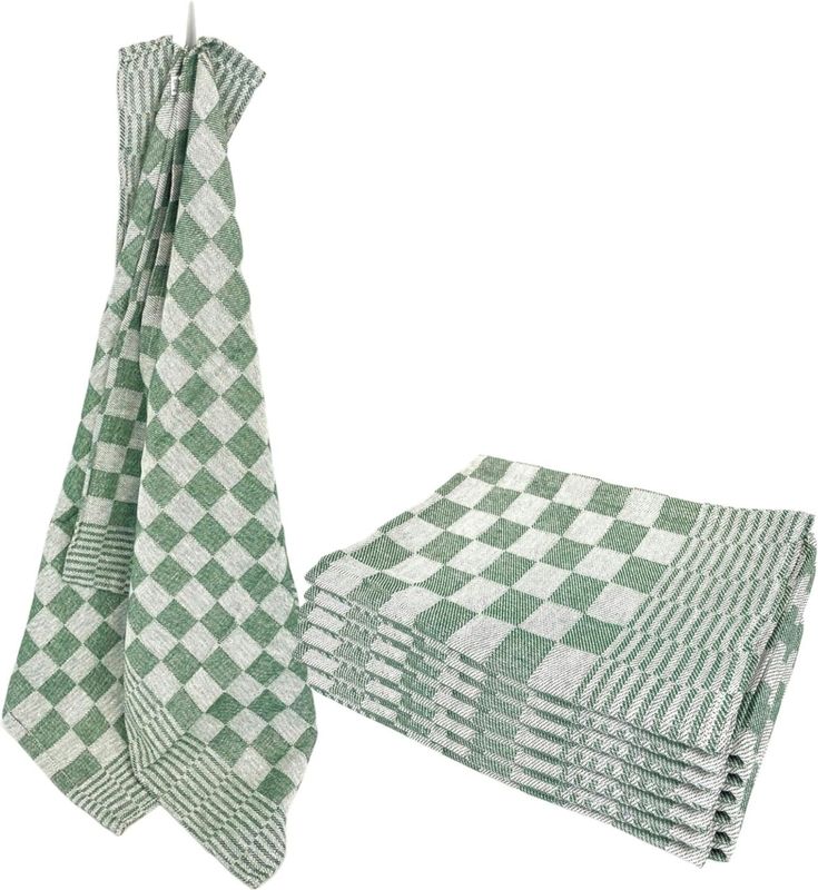 Theedoeken Geblokt - Katoen - 65 x 65 cm - Groen - 6 Stuks