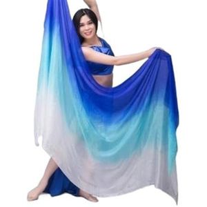 Echte zijden buikdanssluiers regenboog gradent vrouwen buikdans zijden sluier buikdans accessoires 250 cm 270 cm voor prestaties kostuum buikdans yogales (kleur: als foto-06, maat: 250 x 114 cm