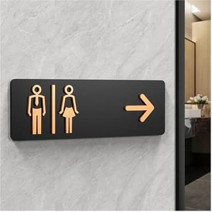 Toilet bewegwijzering eenvoudige mannen en vrouwen badkamer borden toilet openbaar toilet gids teken index hotel links en rechts acryl toilet prompt teken voor thuis bedrijf kantoor deur muur (kleur: