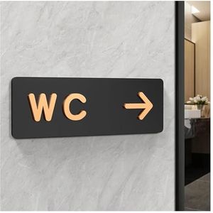 Toilet bewegwijzering toilet signage mannen en vrouwen badkamer borden toilet openbaar toilet gids hotel naar links en rechts acryl toilet prompt teken voor thuis bedrijf kantoor deur muur (kleur: 5,