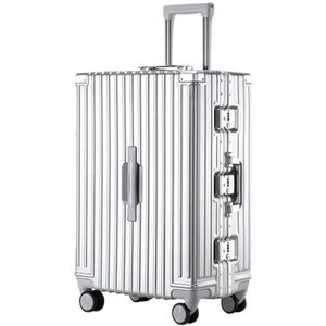 Koffer Reiskoffer Aluminium frame Bagage op demper Universeel wiel Wachtwoord Business case Multifunctioneel (Color : Starry Silver Alumin, Size : 24 Inch)