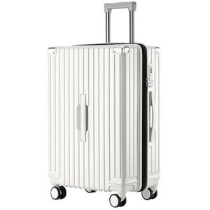 Koffer Reiskoffer Aluminium frame Bagage op demper Universeel wiel Wachtwoord Business case Multifunctioneel (Color : Ivory White Extended, Size : 20 inch)