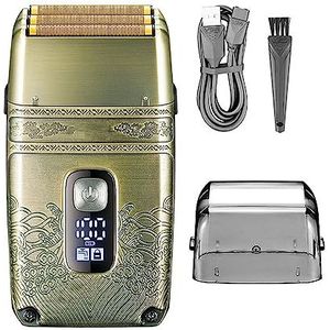 JQUAL Elektrisch scheermes voor mannen, Triple Titanium Foil Shaver, LED Display, Goud