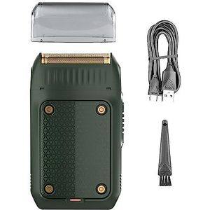 Elektrisch scheermes voor heren, professioneel scheermes voor heren elektrisch scheerapparaat mini baardtrimmer scheermachine folie mes trimmer USB oplaadbaar (kleur: groen met doos)