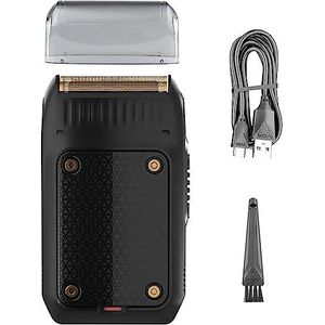 Elektrisch scheermes voor heren, professioneel scheermes voor heren elektrisch scheerapparaat mini baardtrimmer scheermachine folie mes trimmer USB oplaadbaar (kleur: zwart met doos)