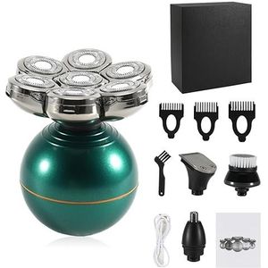 Elektrisch scheermes voor mannen, 4-in-1 oplaadbare 7D drijvende snijkop elektrisch scheerapparaat/kale machine lichaamstrimmer voor heren gezicht elektrisch scheermes balde scheren (kleur: