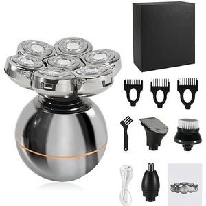 Elektrisch scheermes voor mannen, 4-in-1 oplaadbare 7D drijvende snijkop elektrisch scheerapparaat/kale machine lichaamstrimmer voor heren gezicht elektrisch scheermes balde scheren (kleur: