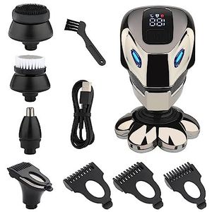Elektrisch Scheermes voor Mannen, 7D Elektrische Hoofd Scheerapparaat voor Kale Mannen Waterdichte LCD Hoofd Scheerapparaten Elektrische Mannen Grooming Kit Draadloze Oplaadbare