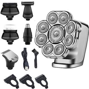 Elektrisch scheermes voor mannen, 9D hoofdscheerapparaten voor kale mannen Kaal hoofd scheerapparaten voor mannen draadloze oplaadbare LED heren hoofd scheermessen voor kale Ipx 7 waterdicht