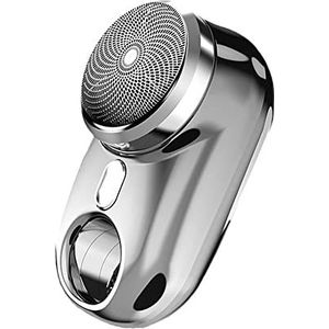 Elektrisch scheermes voor heren, mini scheren draagbaar elektrisch scheerapparaat voor mannen nat droog één knop mini reisscheermes elektrisch oplaadbaar (kleur: zilver)
