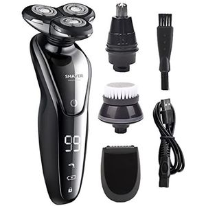 Elektrisch scheermes voor mannen, 4 in 1 elektrisch scheerapparaat voor mannen 4D elektrische baardtrimmer USB oplaadbare professionele tondeuse haarsnijder scheermes voor mannen