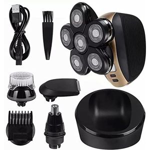 Elektrisch Scheermes voor Mannen, 4D Scheerapparaat 6 Hoofden Mens Kale Neus Kapper Haar Scheermes Oplaadbare Draagbare 5 in 1 Waterdichte Elektrische Scheerapparaten Scheermes Mannen
