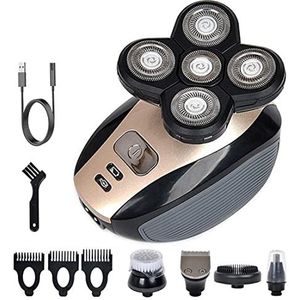 Elektrisch scheermes voor mannen, 5 in 1 oplaadbare elektrische scheerapparaat vijf drijvende hoofden scheermessen tondeuse neus oor haar trimmer mannen gezichtsreinigingsborstel