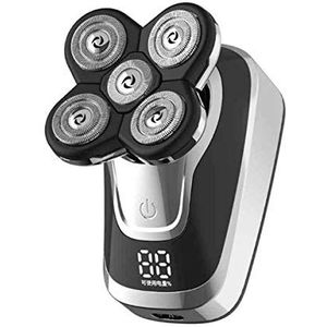 Elektrisch scheermes voor mannen, 5 in 1 elektrisch scheerapparaat USB oplaadbare IPX5 multifunctionele verzorgingsset voor mannen vrouwen kaal hoofd polish tondeuse trimmer (kleur: zwart)