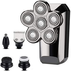 Elektrische Scheermes voor mannen, Mannen Elektrische Scheermes Nat en Droog Kaal Hoofd Scheerapparaat voor Mannen 5 in 1 Grooming Kit Drijvende Hoofd Baard Neus en Oor Haar Trimmer Scheermes