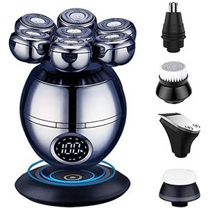 Elektrisch scheermes voor mannen, 7D elektrisch scheerapparaat voor mannen onafhankelijk 7 cutter drijvende kop waterdichte elektrische scheermes multifunctionele trimmer met LCD-scherm