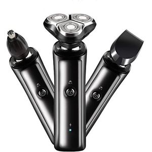 Elektrische Scheermes Voor Mannen, 3 in 1 Elektrische Scheerapparaat Scheermes Voor Mannen Scheren Machine 4D Smart Mannelijke Oplaadbare Drie-Hoofd Neus Haar Trimmer Kit