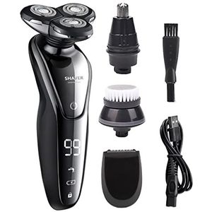 Elektrisch Scheermes voor Mannen, 4 in 1 Mannen Elektrische Scheerapparaat Baard Trimmer Lcd scherm Oplaadbare Waterdichte Scheermes Tondeuse Neus Haar Trimme