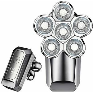 Elektrisch scheermes voor mannen, 5-in-1 scheerapparaat kale mannen met LED-display, multifunctioneel 6d drijvend scheerapparaat