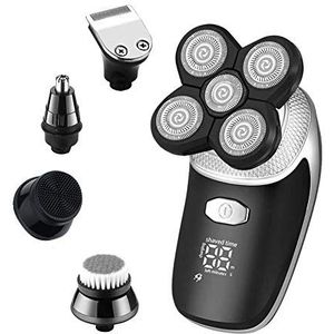 Elektrische Scheermes voor Mannen, 5 In1 Multifunctionele Grooming Elektrische Scheerapparaat Kit Nat en Droog Elektrisch Scheermes voor Mannen Oplaadbare Baard Neus Haar Shavin