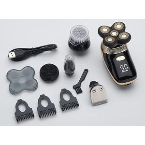 Elektrische Scheermes voor Mannen, 5 in 1 Mens Oplaadbare Kaal Hoofd Elektrische Scheerapparaat Heads Baard Neus Oor Haar Trimmer Scheermes Clipper Gezichtsborstel