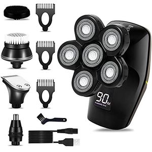 Elektrisch scheermes voor mannen, hoofdscheerapparaten voor kale mannen 5 in 1 elektrisch scheermes voor mannen multifunctioneel kaal scheerapparaat draadloze verzorgingsset