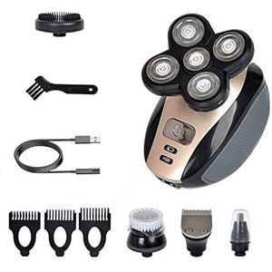 Elektrisch scheermes voor mannen, 5 in 1 oplaadbare elektrische scheerapparaat vijf drijvende hoofden scheermessen tondeuse neus oor haar trimmer mannen gezichtsreinigingsborstel