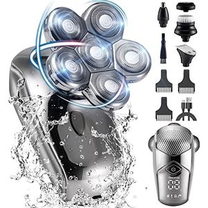 Elektrische Scheermes voor Mannen, 6in1 Grooming Kits Elektrisch Scheerapparaat Facial Body Elektrische Scheermes voor Mannen Nat Droog Haar Baard Kaal Hoofd Scheren Machine Oplaadbaar