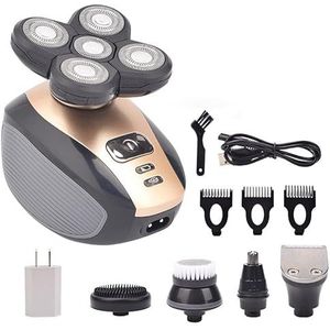 Elektrisch Scheermes voor Mannen, 5 in1 Elektrisch Scheermes voor Kale Mannen Nat & Droog Elektrisch Scheerapparaat Waterdichte Roterende Scheerapparaten Oplaadbare Elektrische Man Scheerapparaat