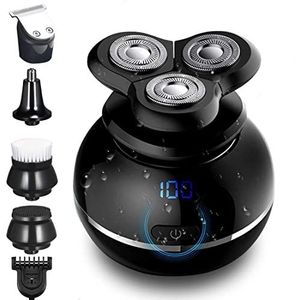 Elektrisch scheermes voor mannen, elektrisch scheerapparaat voor mannen 5 in 1 waterdicht scheermes baardtrimmer verzorgingsset met neustrimmer haartrimmer gezichtsreinigingsborstel