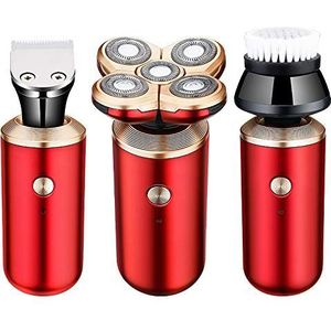 Elektrisch scheermes voor mannen, 5 in 1 elektrisch scheerapparaat voor mannen vijf scheermes baardtrimmer 3D drijvend scheerapparaat USB oplaadbare multifunctionele scheermachines (kleur: rood)