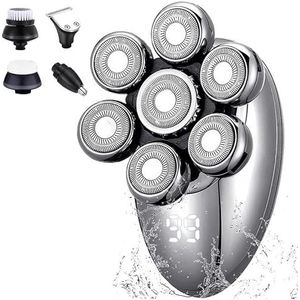 Elektrisch scheermes voor mannen, super elektrische scheerapparaten voor mannen 7D drijvend roterend scheermes draadloos USB oplaadbare multifunctionele verzorgingsset met LED-display