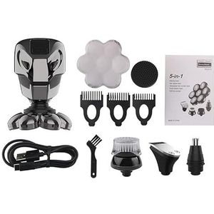 Elektrische Scheermes voor Mannen, 5 in 1 Multifunctionele Elektrische Scheerapparaat voor Mannen 7D Drijvende Cutter Hoofd Gezicht Neus Haar Trimmer Clippers Waterdichte Scheren Machine