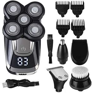 Elektrische Scheermes voor Mannen, 5 in 1 USB Oplaadbare Mannen Wasbare Vijf Drijvende Hoofden Scheerapparaten Haar Clipper Neus Oor Haar Trimmer Scheren Baard Machine