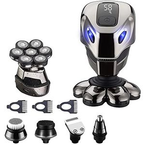 Elektrisch scheermes voor mannen, elektrisch scheerapparaat scheermes voor mannen trimmer nat en kaal hoofd droog scheermes 7D hoofd waterdichte LED-display machine voor het scheren