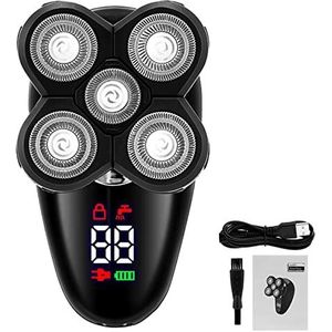 Elektrisch scheermes voor mannen, 5-in-1 gezichtsbehandeling & lichaamsverzorgingsset, elektrisch scheerapparaat, haartrimmer, baard, elektrisch scheermes voor mannen, kaal scheerapparaat, digitaal