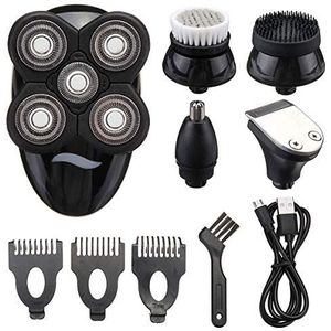 Elektrisch Scheermes voor Mannen, 5 in 1 4D Oplaadbare Kale Hoofd Elektrisch Scheerapparaat Nat & Droog Gebruik Waterdicht Multifunctioneel Scheerapparaat